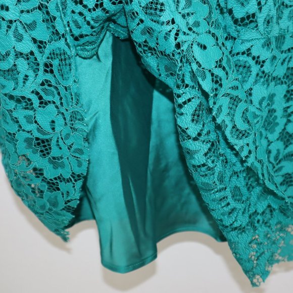 ZARA green lace flower Pattern lined dress XS - Picture 10 of 12